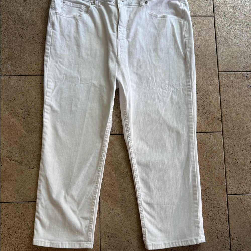 Soft Surroundings Women's White Straight Leg Jeans